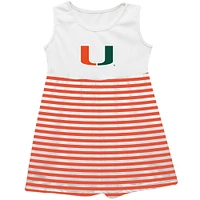 Girls Toddler Vive La Fete  Orange Miami Hurricanes Striped Tank Top Dress