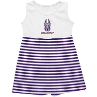 Girls Toddler Vive La Fete  Purple UAlbany Great Danes Striped Tank Top Dress