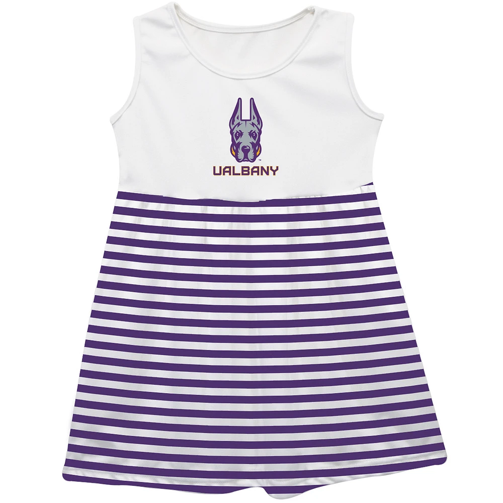 Girls Toddler Vive La Fete Purple UAlbany Great Danes Striped Tank Top Dress