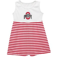 Girls Toddler Vive La Fete  Scarlet Ohio State Buckeyes Striped Tank Top Dress