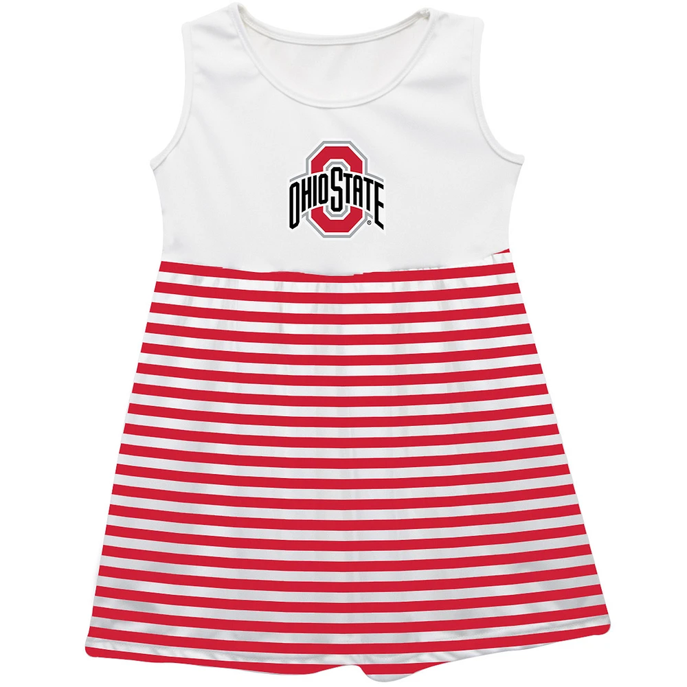 Girls Toddler Vive La Fete Scarlet Ohio State Buckeyes Striped Tank Top Dress