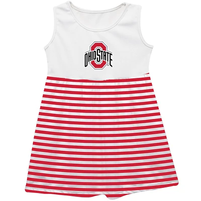 Girls Toddler Vive La Fete  Scarlet Ohio State Buckeyes Striped Tank Top Dress