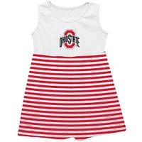 Girls Toddler Vive La Fete  Scarlet Ohio State Buckeyes Striped Tank Top Dress