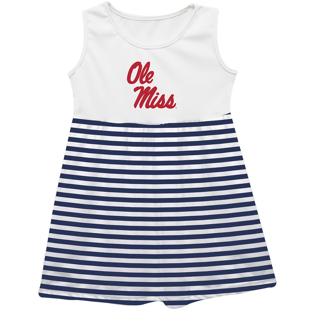 Girls Toddler Vive La Fete  Navy Ole Miss Rebels Striped Tank Top Dress