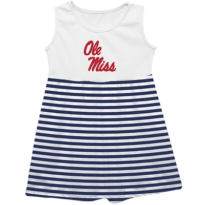 Girls Toddler Vive La Fete  Navy Ole Miss Rebels Striped Tank Top Dress