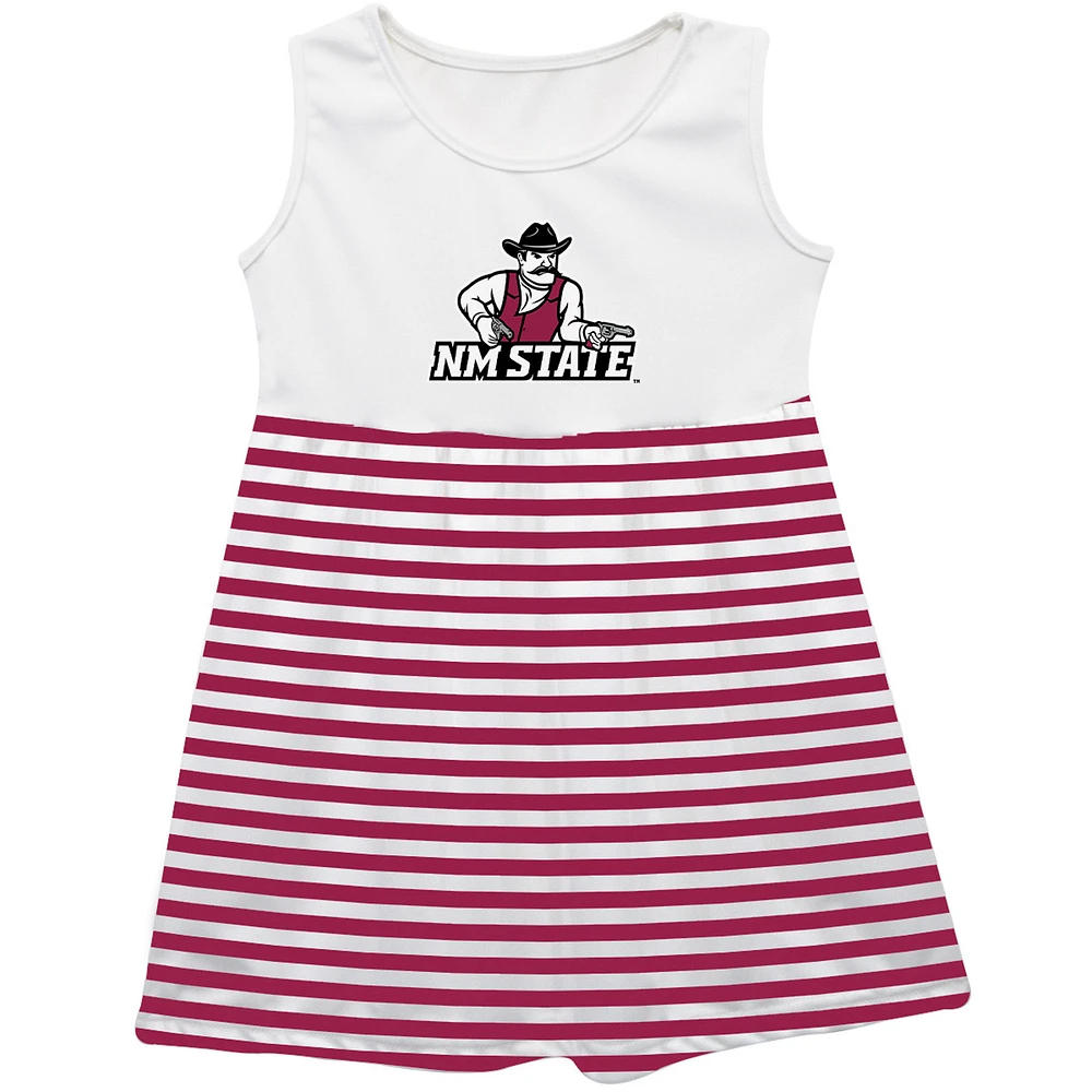 Girls Toddler Vive La Fete Crimson New Mexico State Aggies Striped Tank Top Dress