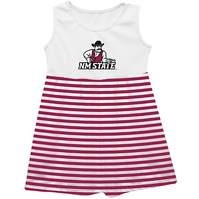Girls Toddler Vive La Fete  Crimson New Mexico State Aggies Striped Tank Top Dress