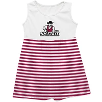 Girls Toddler Vive La Fete  Crimson New Mexico State Aggies Striped Tank Top Dress