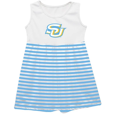Girls Toddler Vive La Fete  Light Blue Southern University Jaguars Striped Tank Top Dress