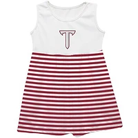 Girls Toddler Vive La Fete  Cardinal Troy University Trojans Striped Tank Top Dress
