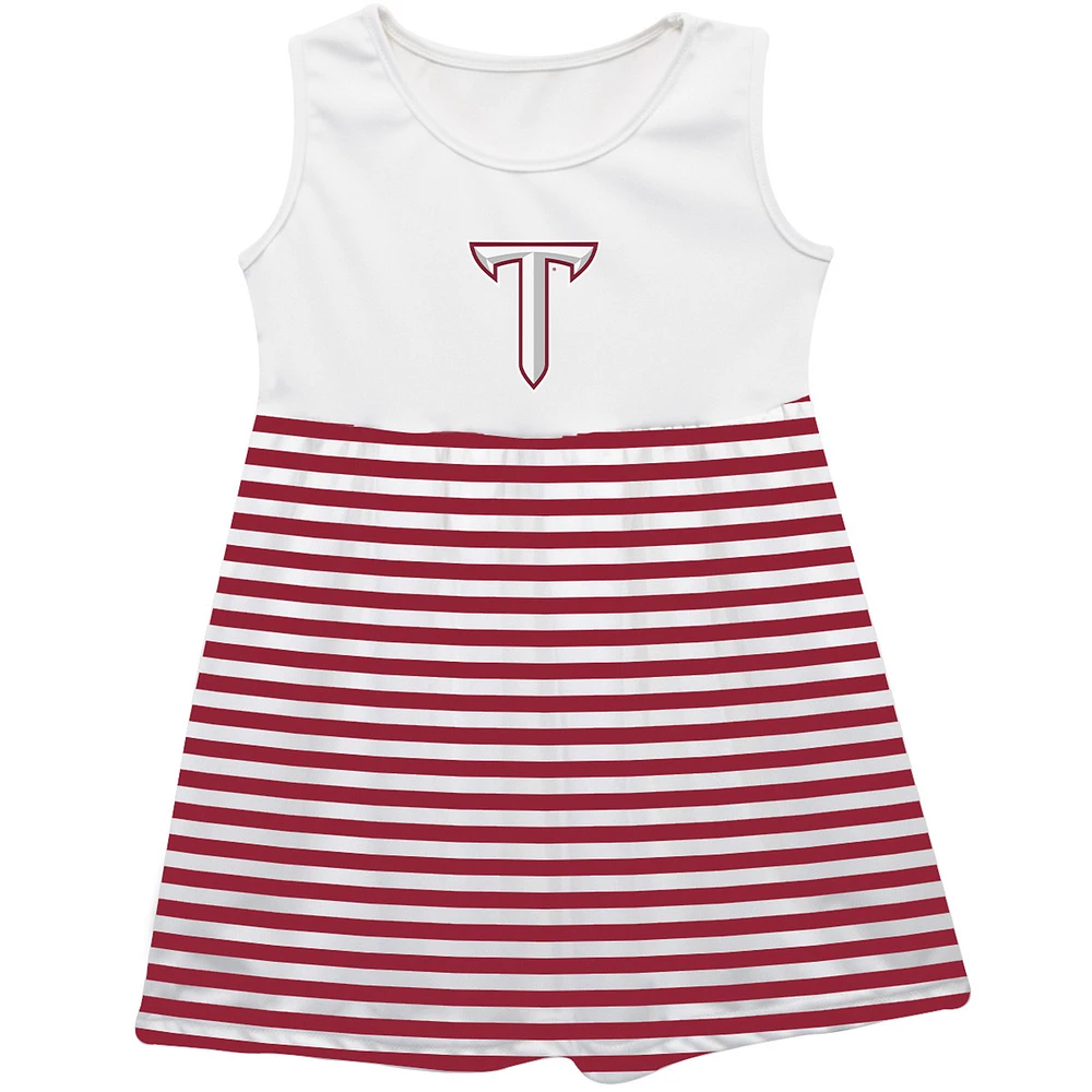 Girls Toddler Vive La Fete Cardinal Troy University Trojans Striped Tank Top Dress