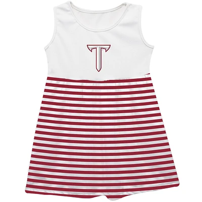 Girls Toddler Vive La Fete  Cardinal Troy University Trojans Striped Tank Top Dress