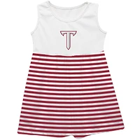 Girls Toddler Vive La Fete  Cardinal Troy University Trojans Striped Tank Top Dress
