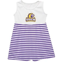 Girls Toddler Vive La Fete  Purple Tennessee Tech Golden Eagles Striped Tank Top Dress