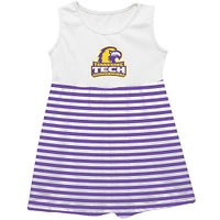 Girls Toddler Vive La Fete  Purple Tennessee Tech Golden Eagles Striped Tank Top Dress