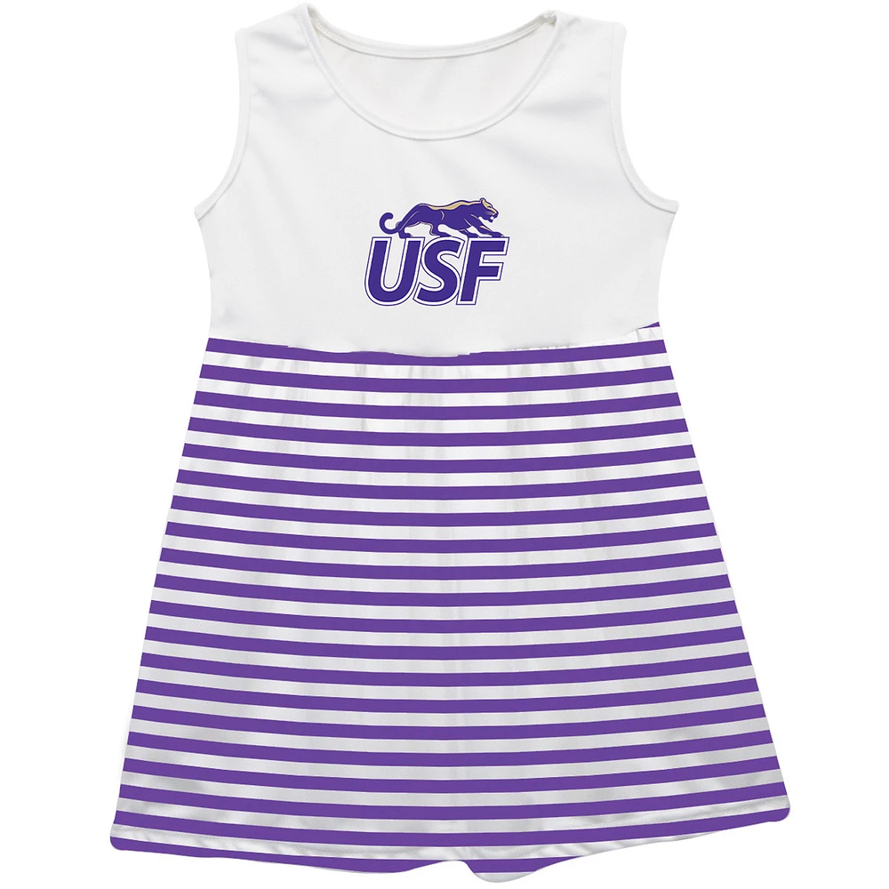 Girls Toddler Vive La Fete Purple University of Sioux Falls Cougars Striped Tank Top Dress