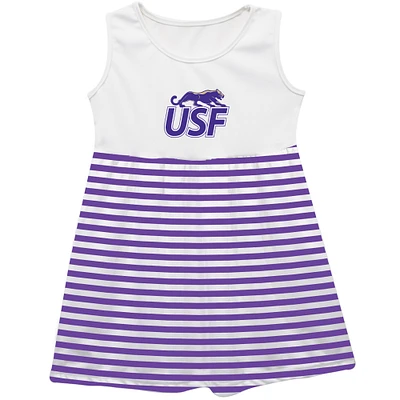 Girls Toddler Vive La Fete  Purple University of Sioux Falls Cougars Striped Tank Top Dress
