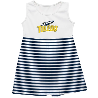 Girls Toddler Vive La Fete  Navy Toledo Rockets Striped Tank Top Dress