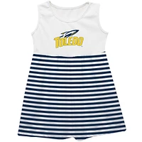 Girls Toddler Vive La Fete  Navy Toledo Rockets Striped Tank Top Dress