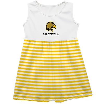 Girls Youth Vive La Fete  Gold Cal State L.A. Golden Eagles Striped Tank Top Dress