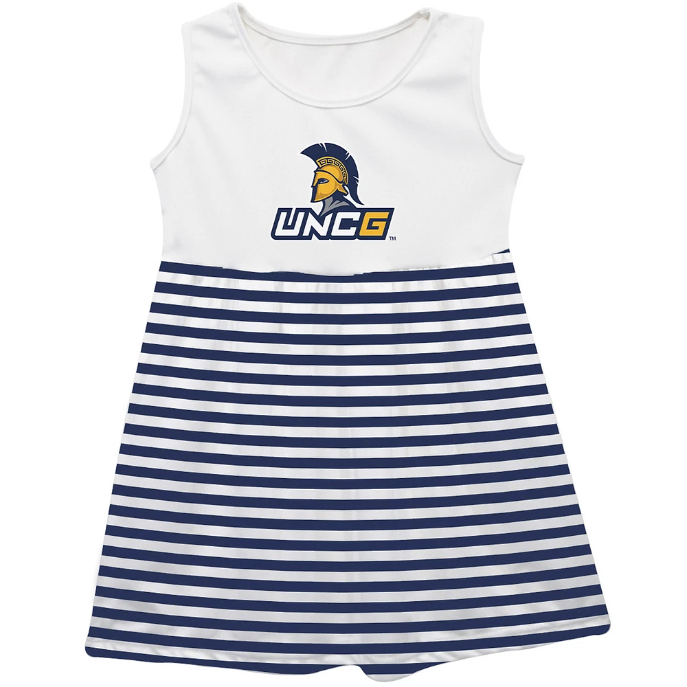 Girls Youth Vive La Fete Navy UNCG Spartans Striped Tank Top Dress