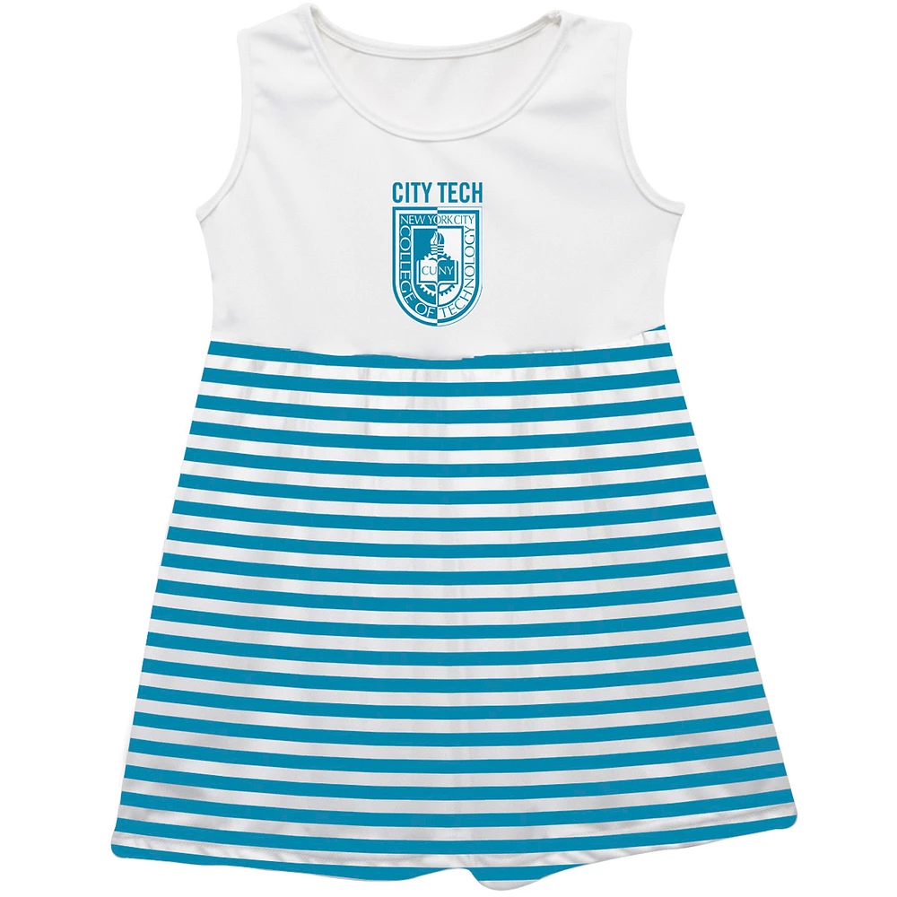 Girls Youth Vive La Fete Light Blue NYC College of Tech Striped Tank Top Dress