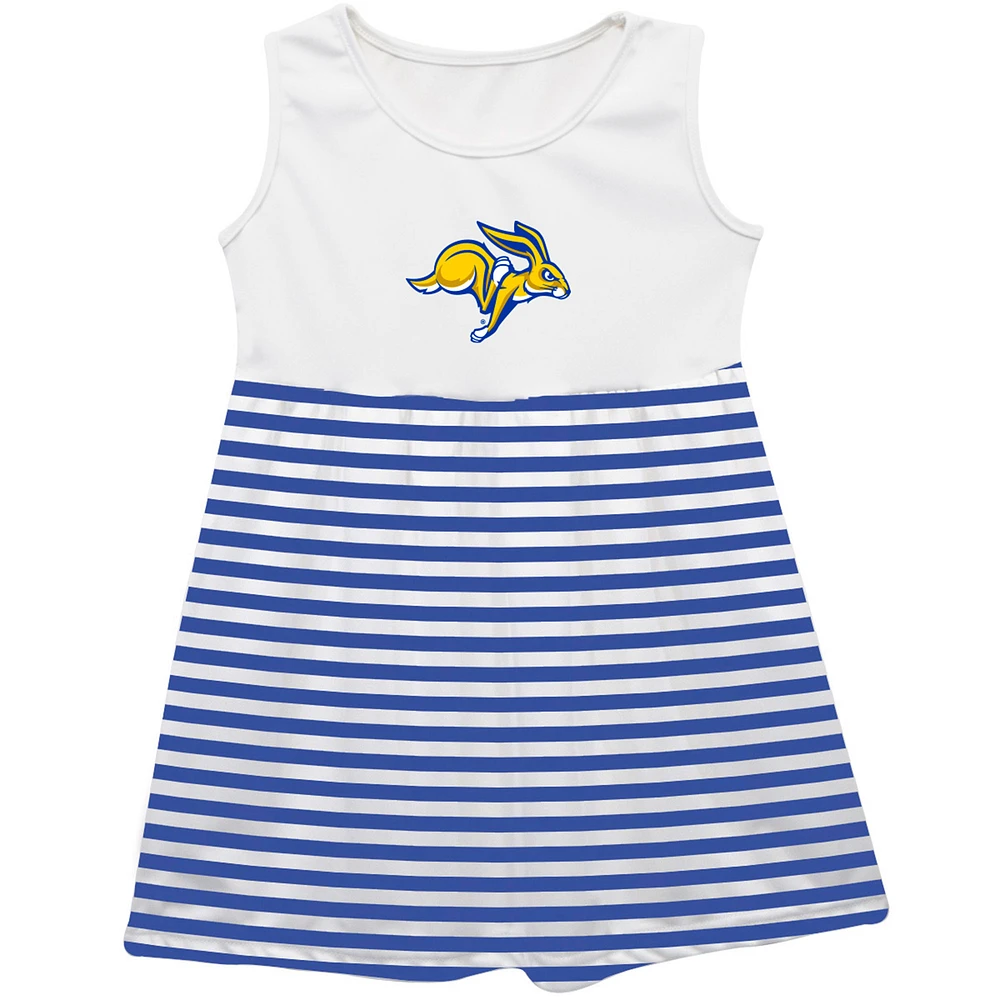 Girls Youth Vive La Fete  Blue South Dakota State Jackrabbits Striped Tank Top Dress