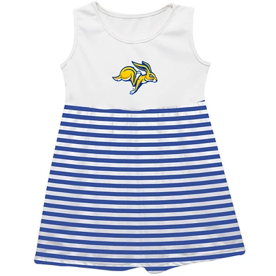 Girls Youth Vive La Fete  Blue South Dakota State Jackrabbits Striped Tank Top Dress