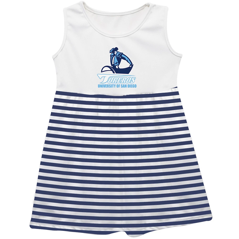 Girls Youth Vive La Fete Navy San Diego Toreros Striped Tank Top Dress