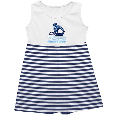 Girls Youth Vive La Fete  Navy San Diego Toreros Striped Tank Top Dress