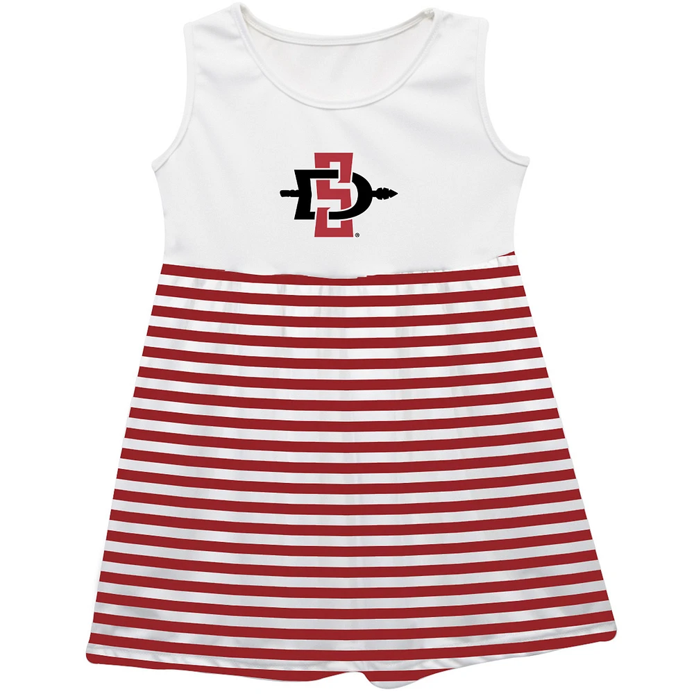Girls Youth Vive La Fete Cardinal San Diego State Aztecs Striped Tank Top Dress
