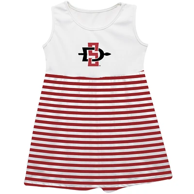 Girls Youth Vive La Fete  Cardinal San Diego State Aztecs Striped Tank Top Dress