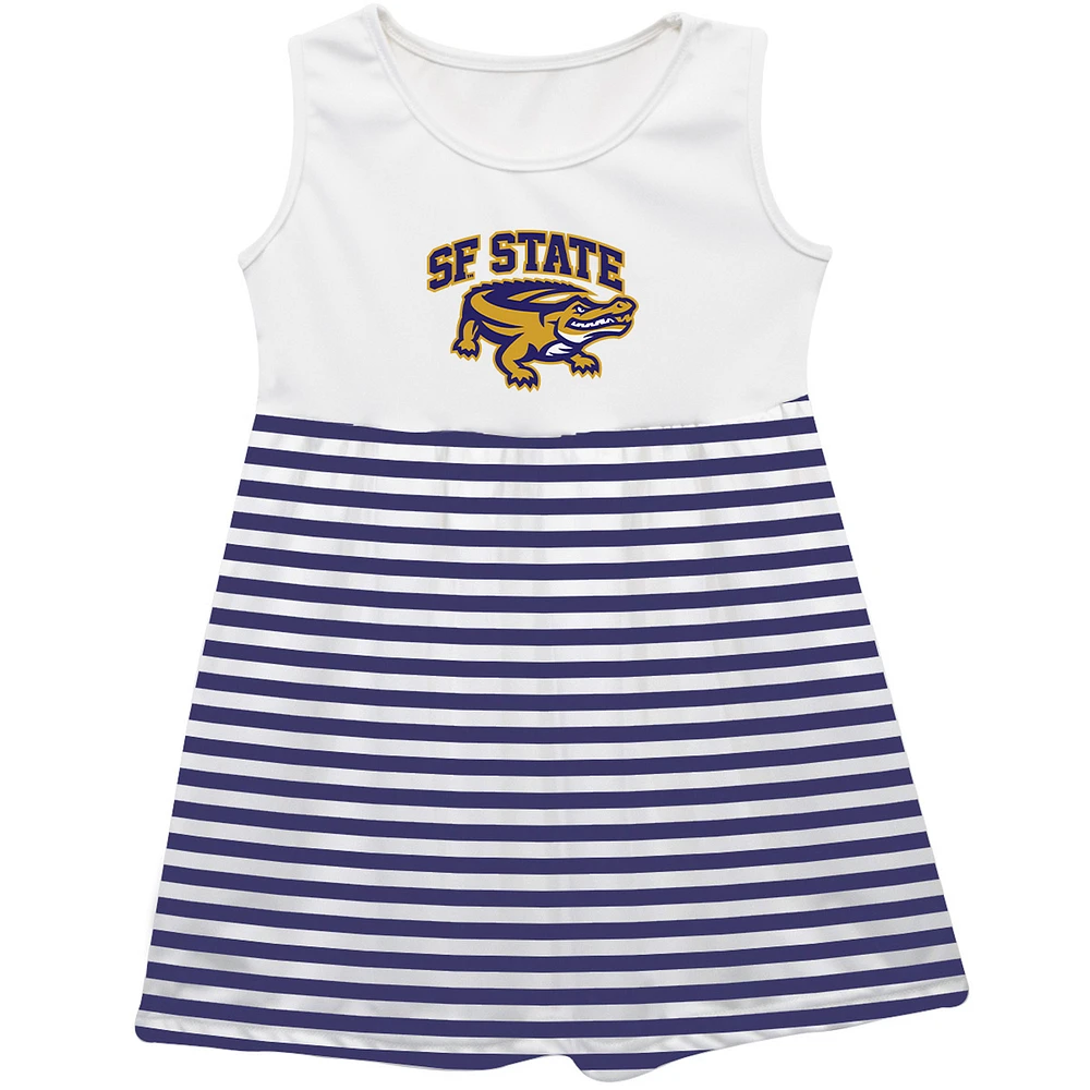 Girls Youth Vive La Fete  Purple San Francisco State Gators Striped Tank Top Dress