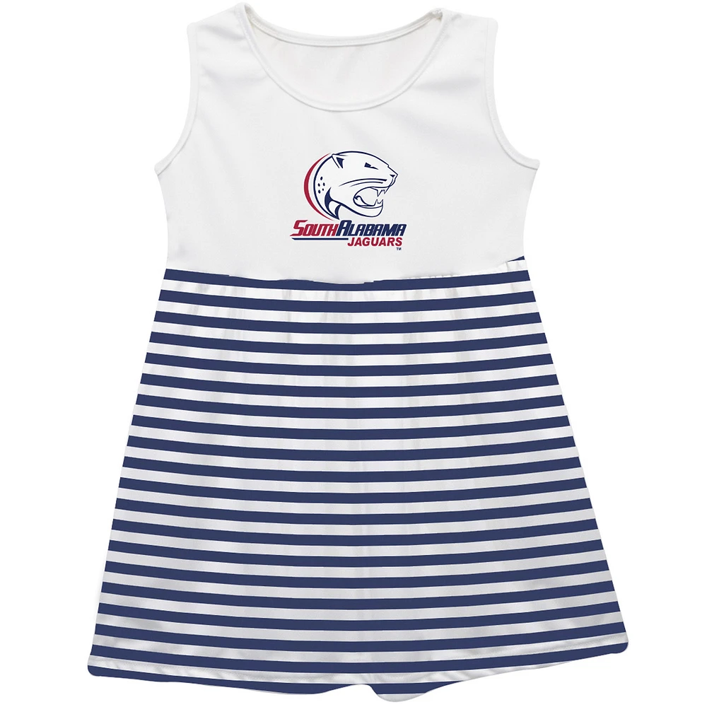 Girls Youth Vive La Fete Navy South Alabama Jaguars Striped Tank Top Dress