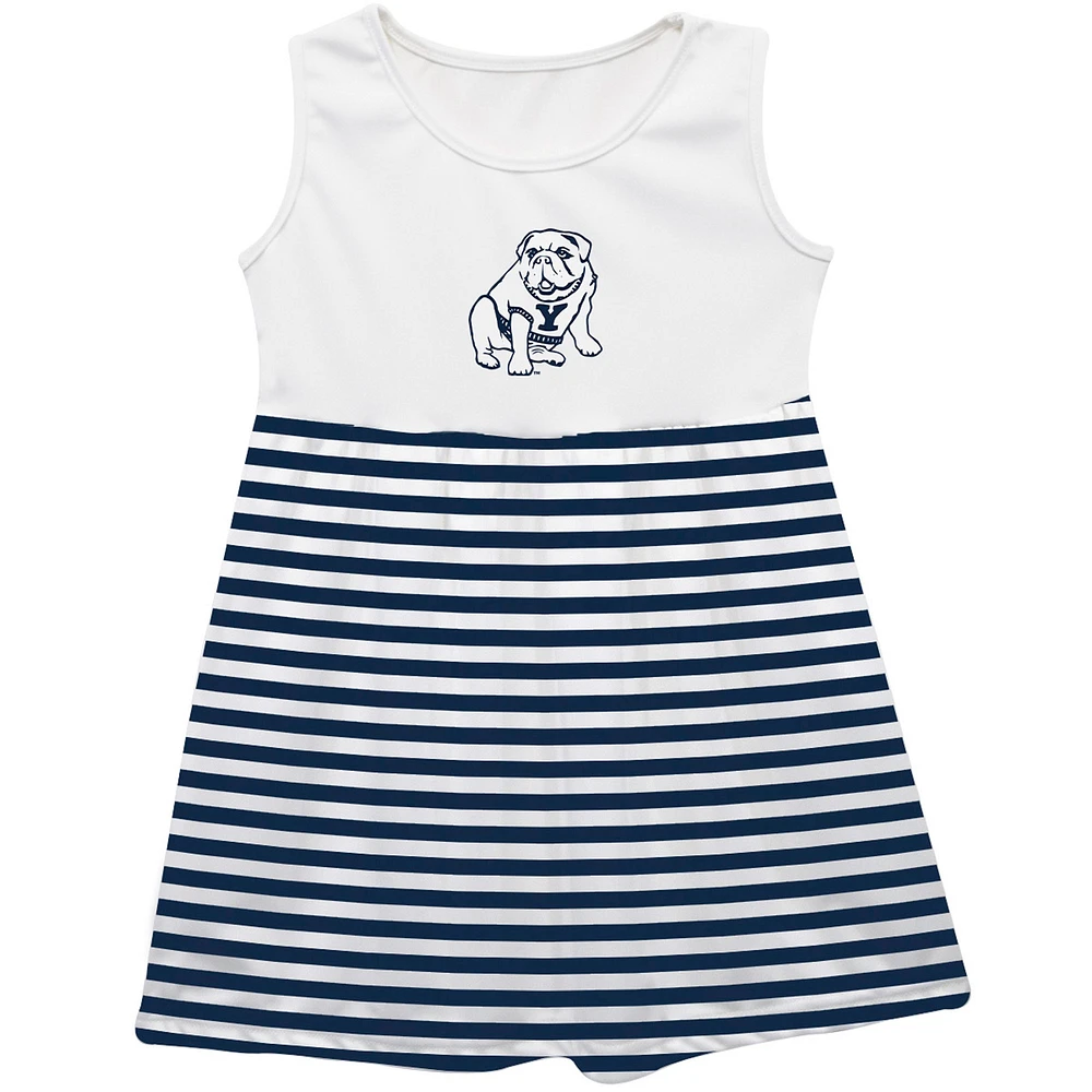 Girls Youth Vive La Fete Navy Yale Bulldogs Striped Tank Top Dress