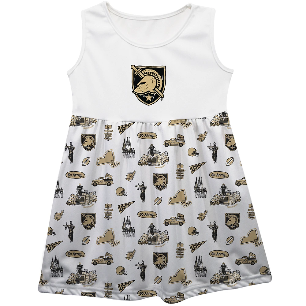 Girls Infant Vive La Fete White Army Black Knights Impressions Artwork Tank Top Dress