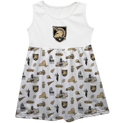 Girls Infant Vive La Fete  White Army Black Knights Impressions Artwork Tank Top Dress