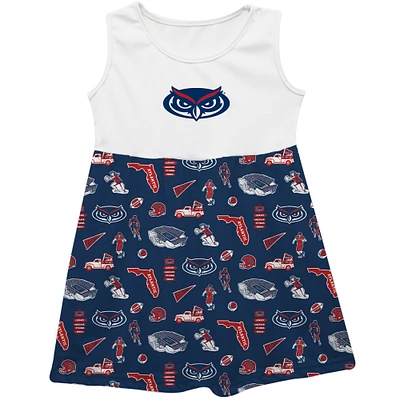 Girls Infant Vive La Fete  Navy Florida Atlantic Owls Impressions Artwork Tank Top Dress