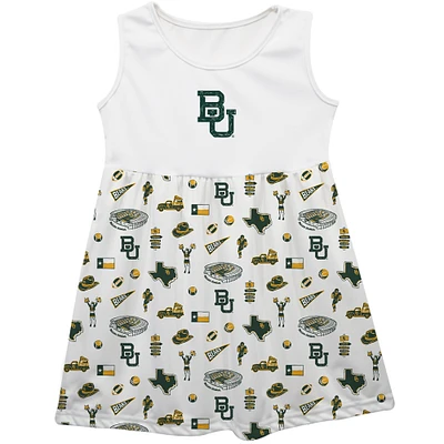 Girls Infant Vive La Fete  White Baylor Bears Impressions Artwork Tank Top Dress