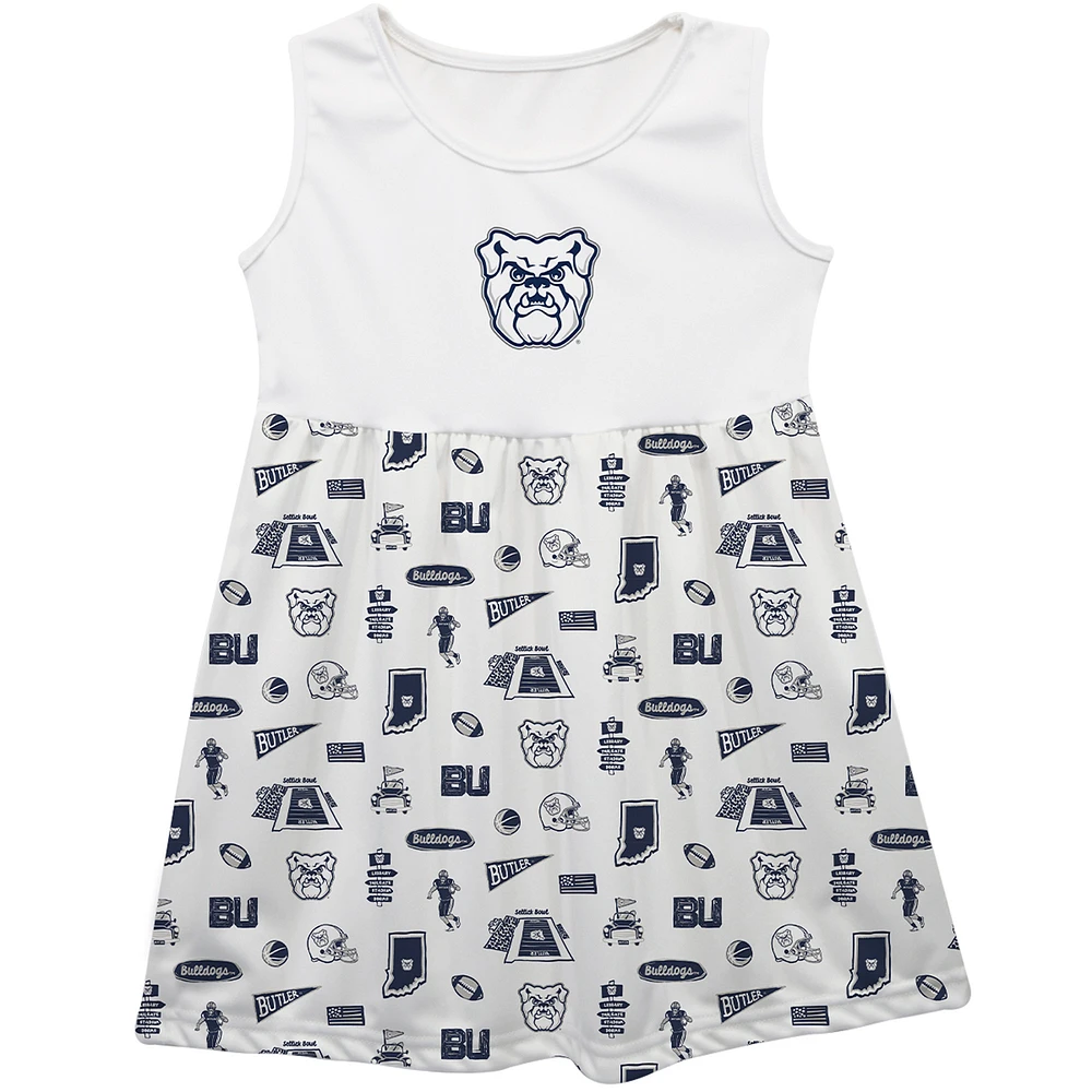 Girls Infant Vive La Fete White Butler Bulldogs Impressions Artwork Tank Top Dress