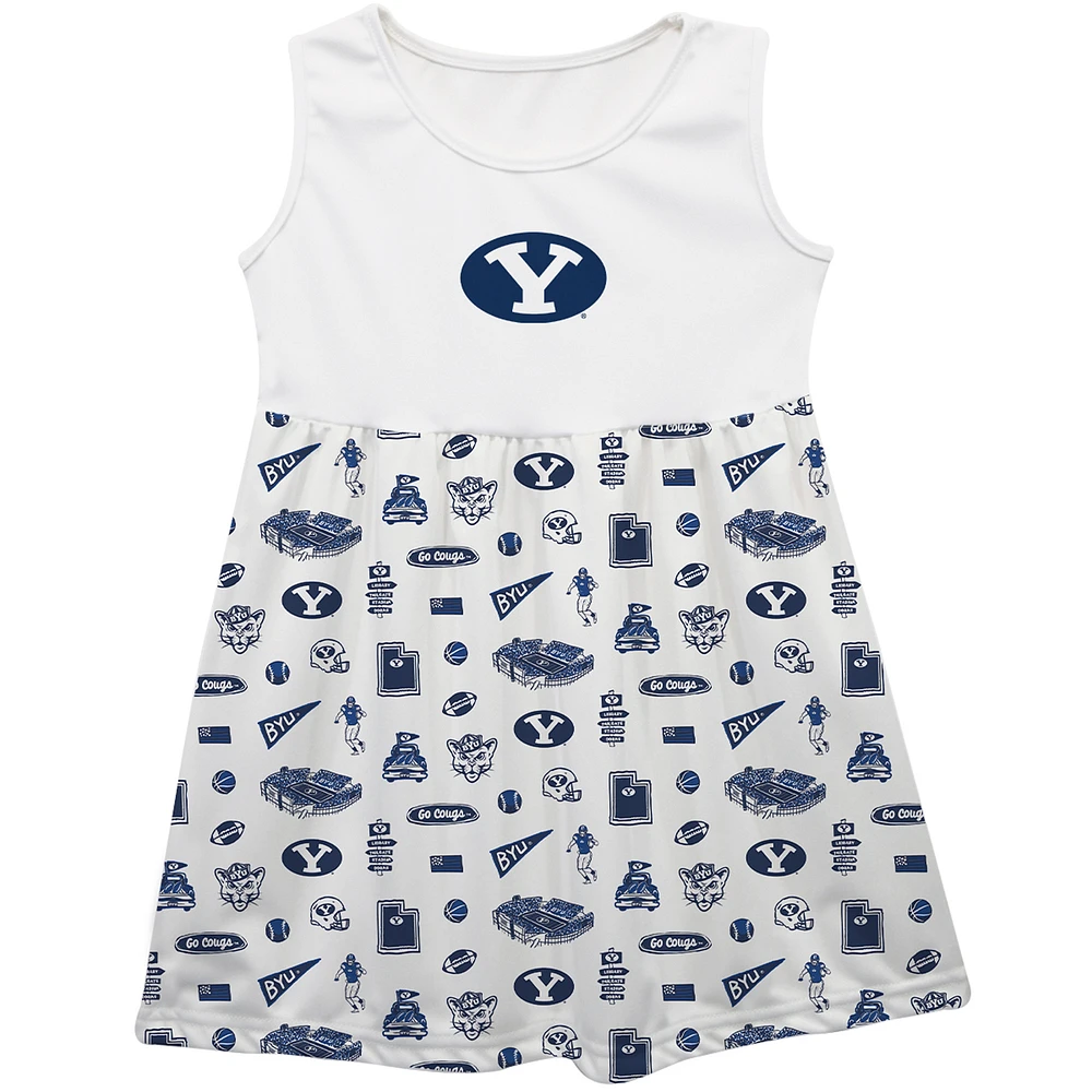 Girls Infant Vive La Fete White BYU Cougars Impressions Artwork Tank Top Dress