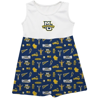 Girls Infant Vive La Fete  Navy Marquette Golden Eagles Impressions Artwork Tank Top Dress
