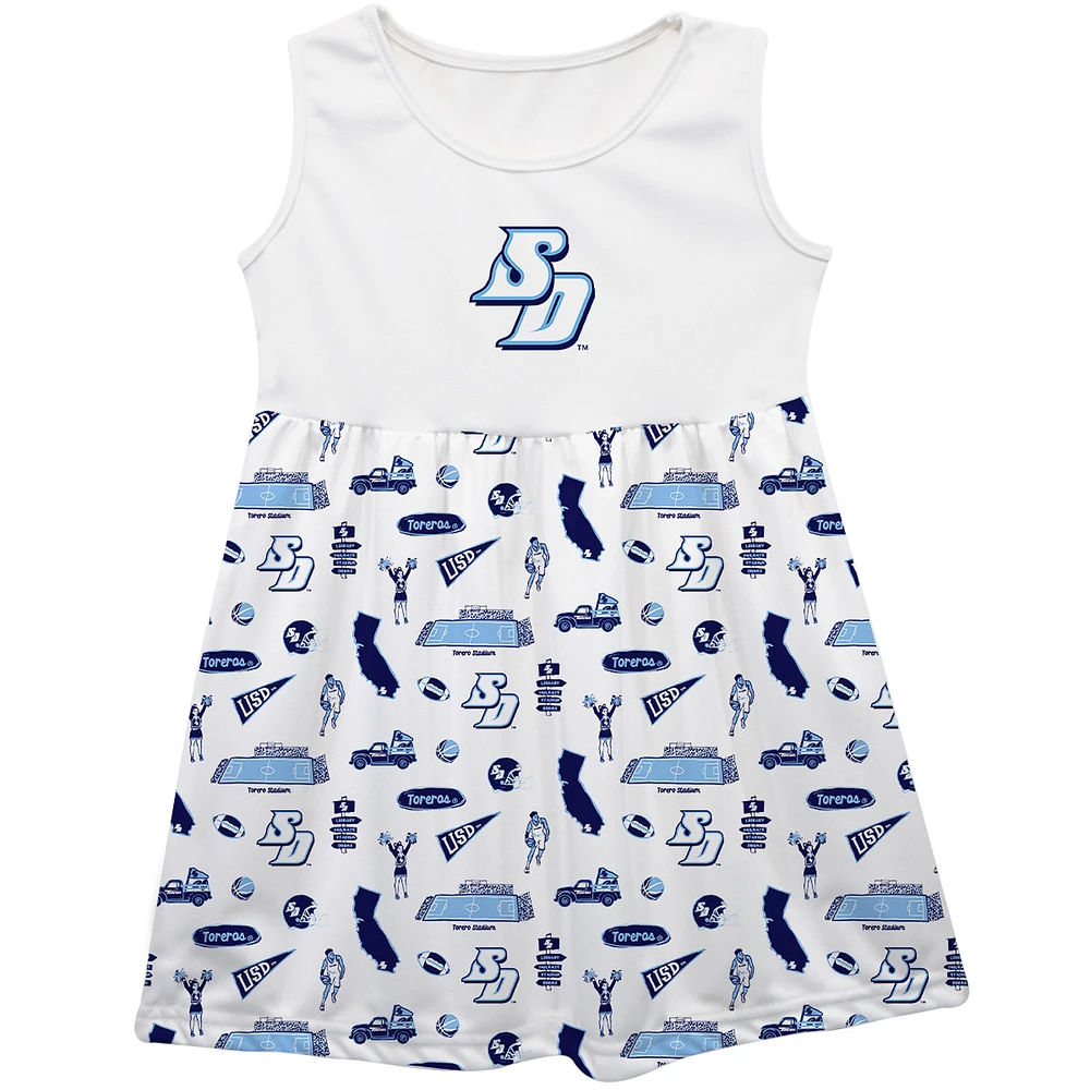 Girls Infant Vive La Fete White San Diego Toreros Impressions Artwork Tank Top Dress