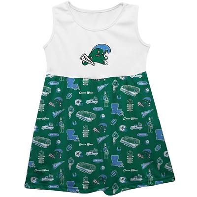 Girls Infant Vive La Fete  Green Tulane Wave Impressions Artwork Tank Top Dress