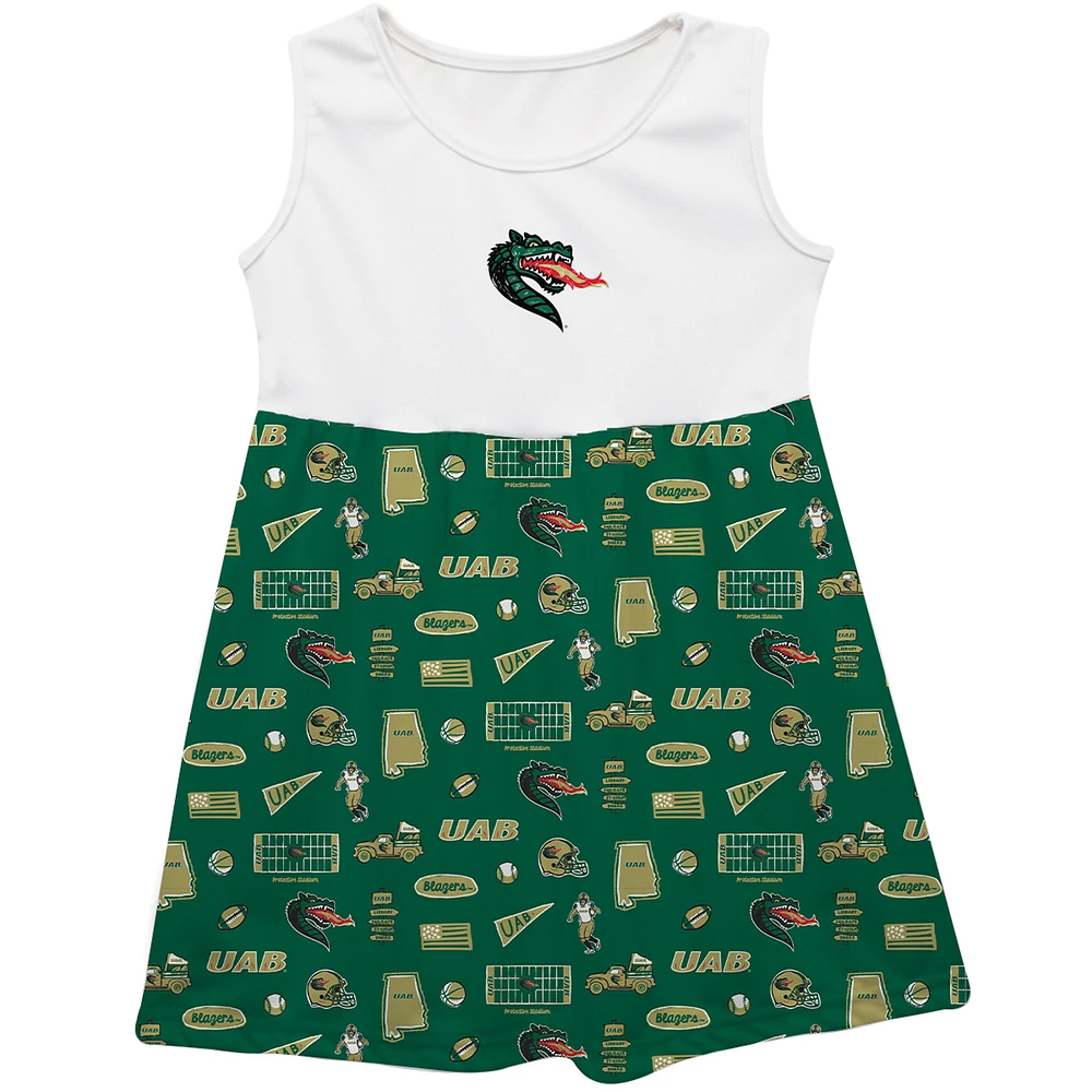 Girls Infant Vive La Fete Green UAB Blazers Impressions Artwork Tank Top Dress