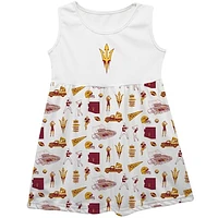 Girls Toddler Vive La Fete  White Arizona State Sun Devils Impressions Artwork Tank Top Dress