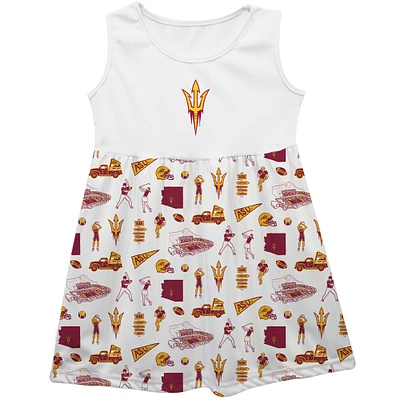 Girls Toddler Vive La Fete  White Arizona State Sun Devils Impressions Artwork Tank Top Dress