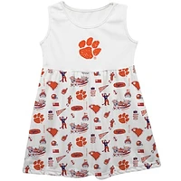 Girls Toddler Vive La Fete  White Clemson Tigers Impressions Artwork Tank Top Dress