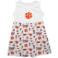 Girls Toddler Vive La Fete  White Clemson Tigers Impressions Artwork Tank Top Dress