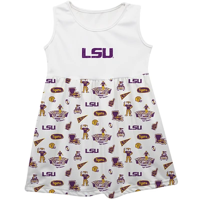 Girls Toddler Vive La Fete  White LSU Tigers Impressions Artwork Tank Top Dress